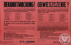 Obwieszczenie Dowódcy SS i Policji w Dystrykcie Krakowskim, wydane w Jarosławiu w dniu 02-11-1943 r. o skazaniu na karę śmierci 16 Polaków i częściowym wykonaniu tego wyroku na 5 skazanych oraz wzywający do współpracy z policją niemiecką przeciwko osobom odpowiedzialnym za napady na Niemców