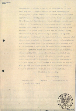 Protokół przesłuchania świadka Stanisława Garczewskiego z dnia 21 sierpnia 1947 r. w sprawie egzekucji dokonanej przez Niemców na obrońcach Poczty Polskiej. (sygn. IPN GK 162/618)