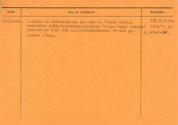 Karta z kartoteki osobowej Gestapo w Ciechanowie/Płocku wystawiona na Witolda Pileckiego, sygn. IPN GK 629.