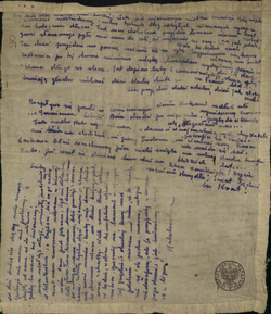 Wiersz pisany na chustce w trakcie odbywania kary w więzieniu dla kobiet w Bydgoszczy. (IPN Wr 100/1, t. 1, k. 188)